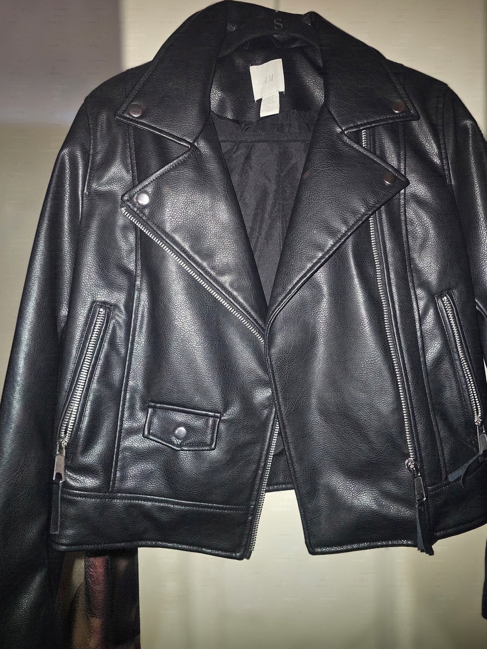 H&M Black Faux Leather Biker Jacket - Women
